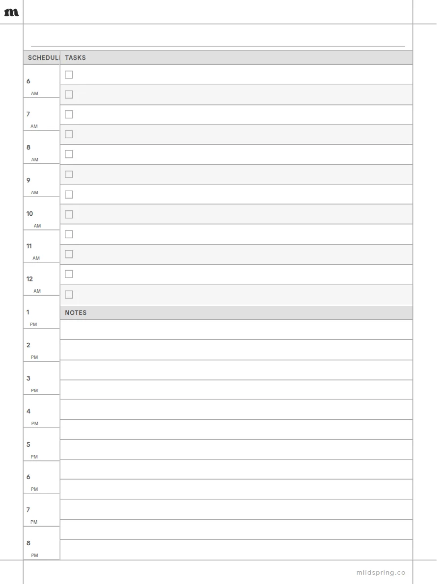 Daily Planner template page preview