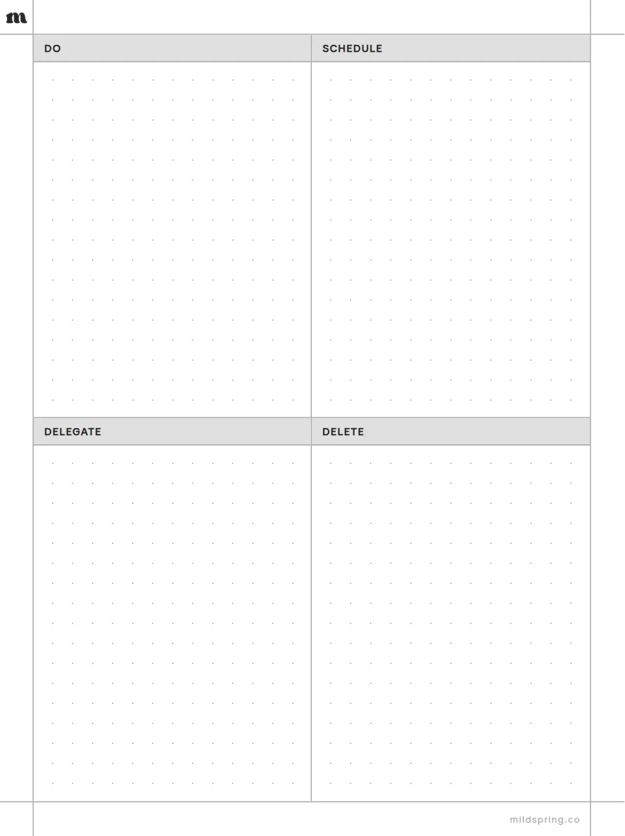 Eisenhower Matrix (Dotted) template page preview