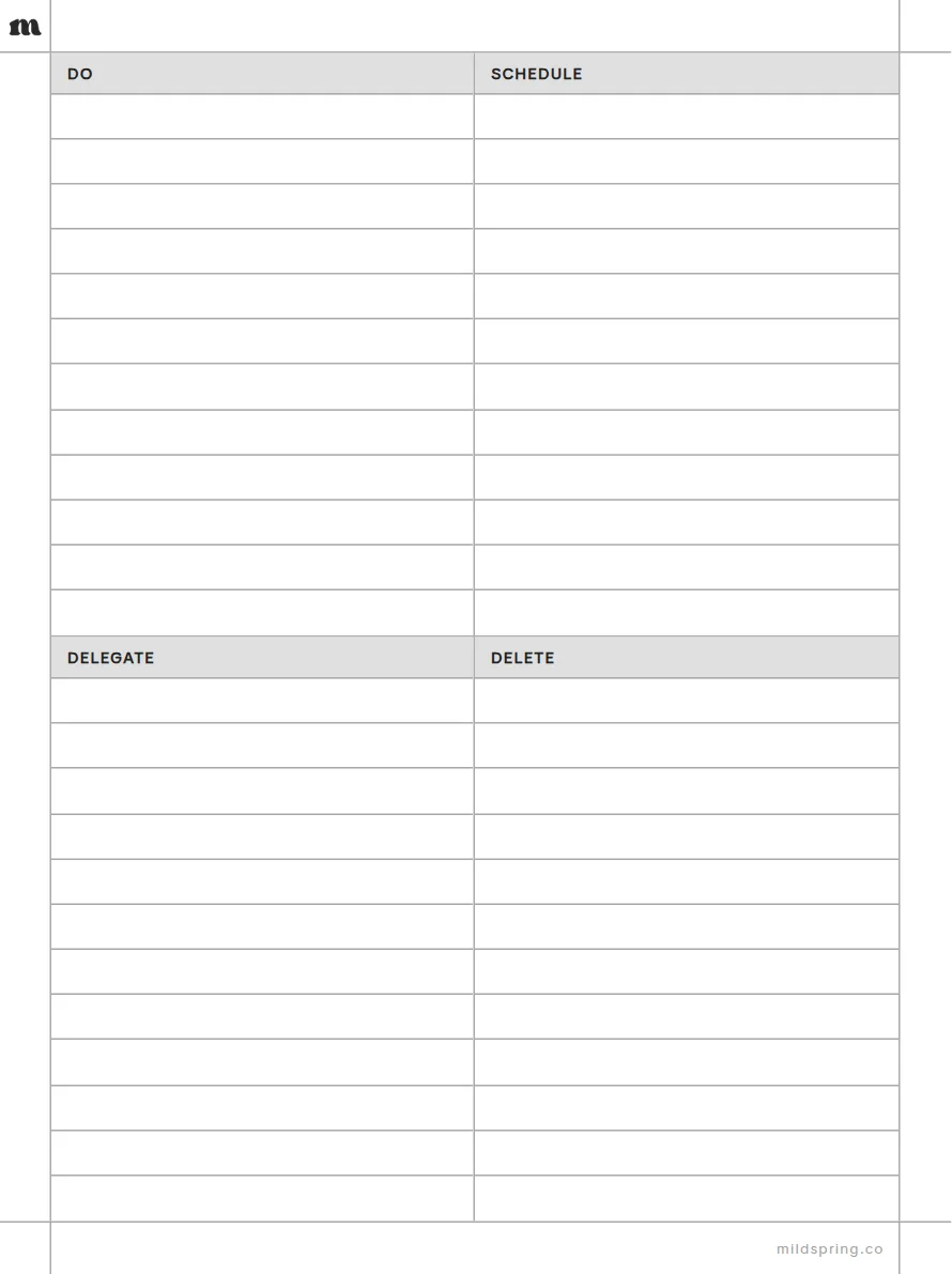 Eisenhower Matrix template page preview