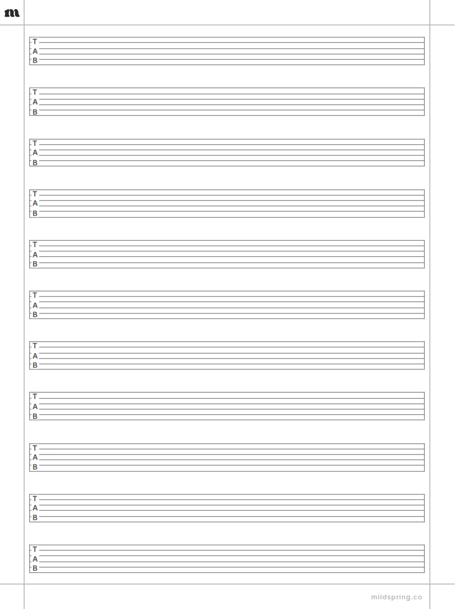 Guitar Tab Paper template page preview