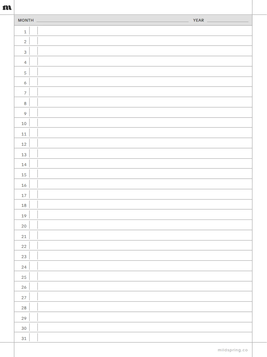 Line-a-Day Journal template page preview