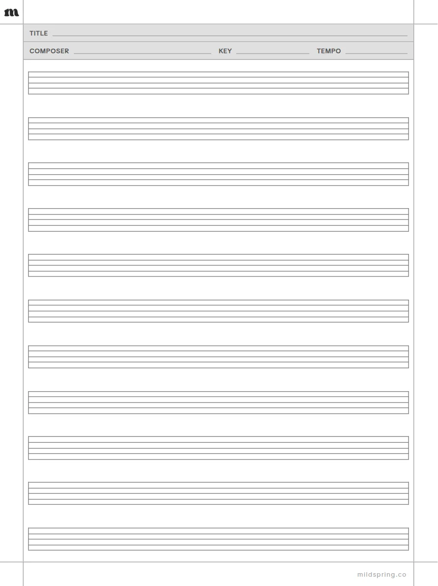 Music Staff Paper with Title template page preview