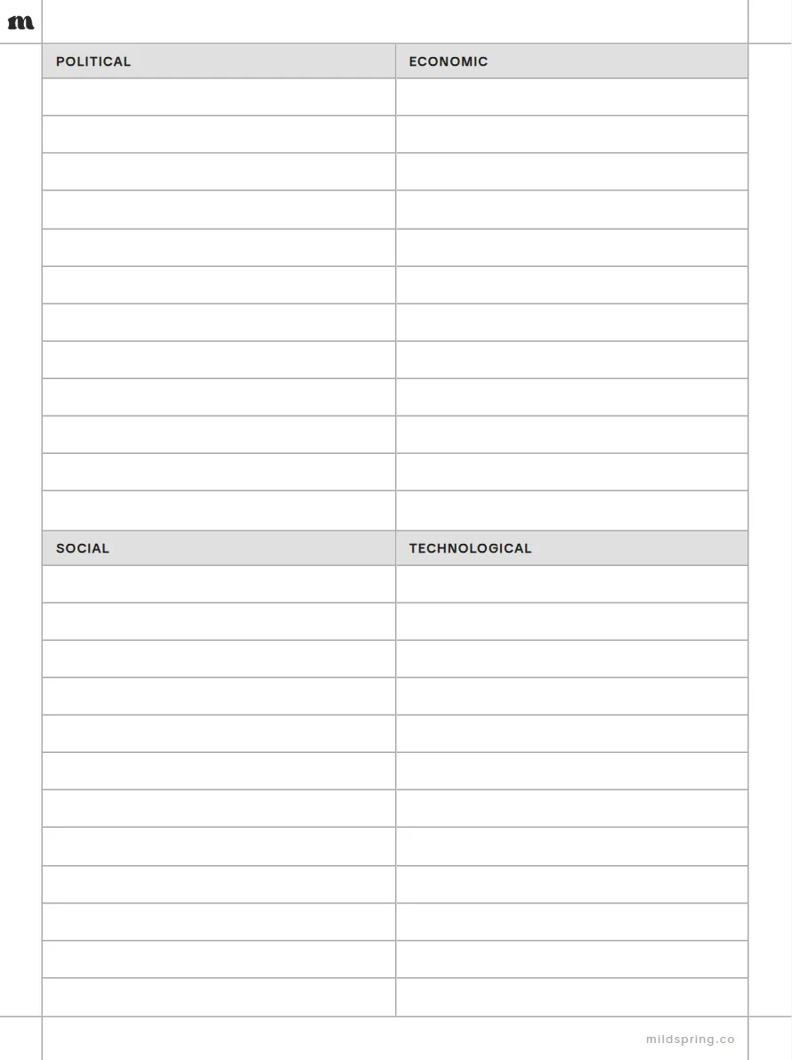 PEST Analysis template page preview