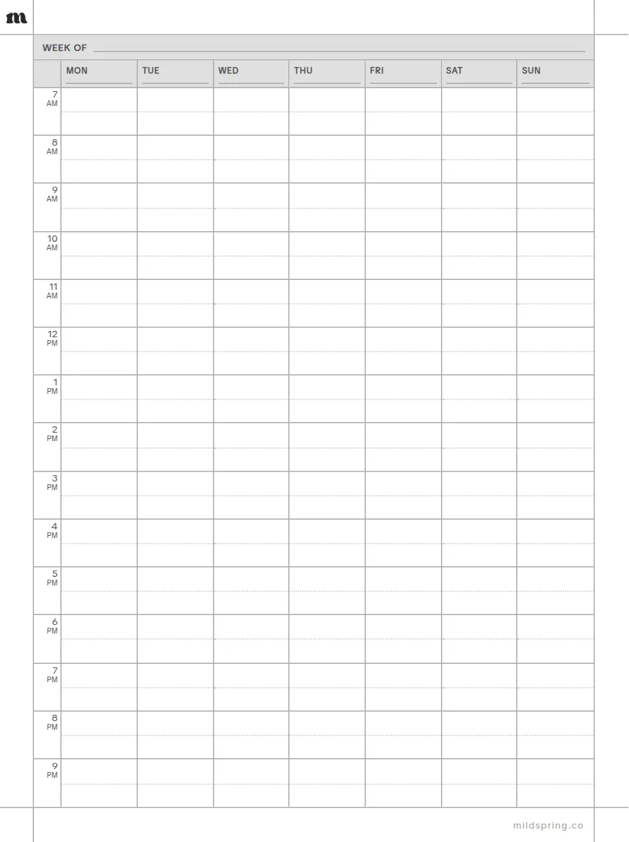 Weekly Vertical Planner template page preview